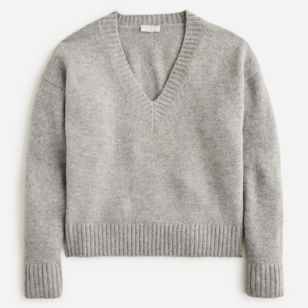 J. Crew Gray V-Neck Wool Blend Sweater
